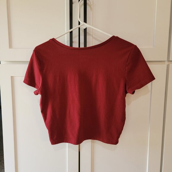 Ladies Large Wild Fable Maroon Crop Top with V neck - Picture 3 of 4